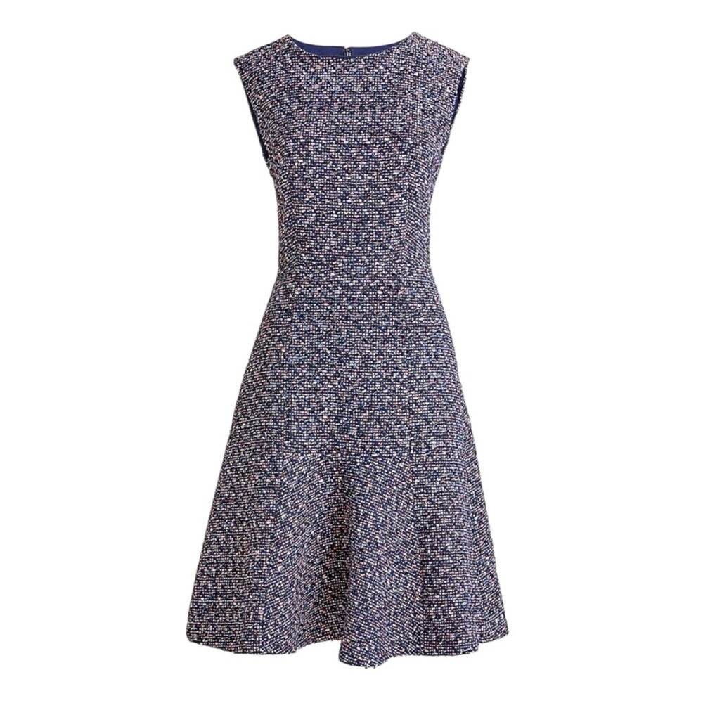 J. Crew A-Line Confetti Tweed Dress Navy Quiet Luxury Fall Size 0